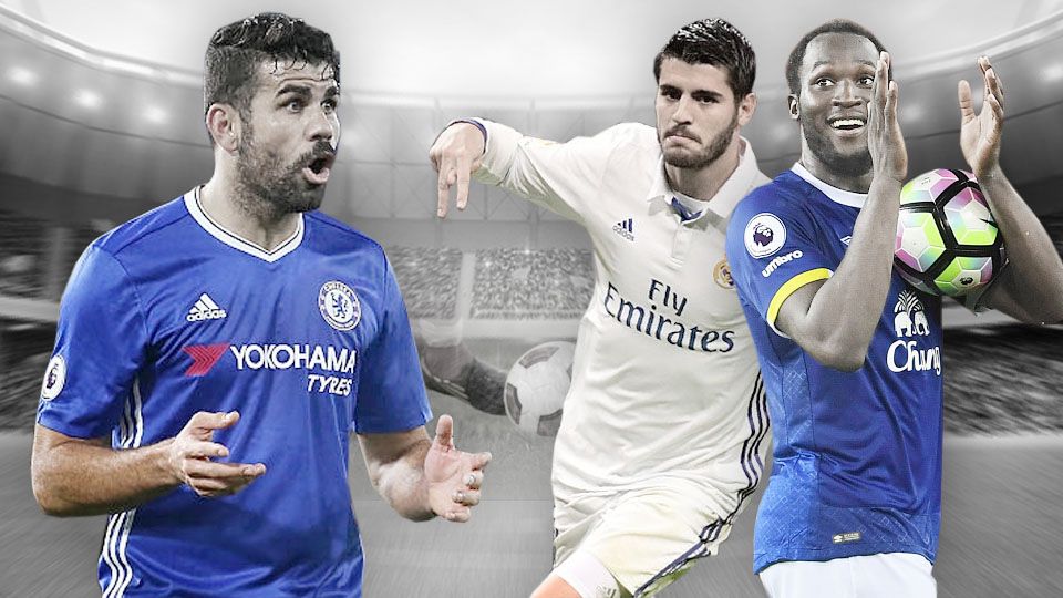 Diego Costa, Alvaro Morata, dan Romelu Lukaku Copyright: &copy; INDOSPORT/Getty Images